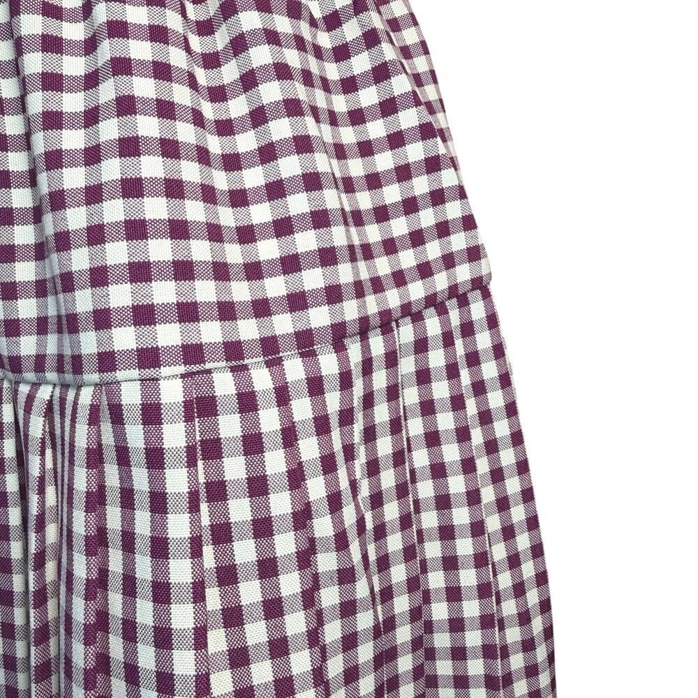 VTG Purple Gingham Tiered Midi Skirt Small Cottagecore Coastal Grandma Peasant - Picture 2 of 9
